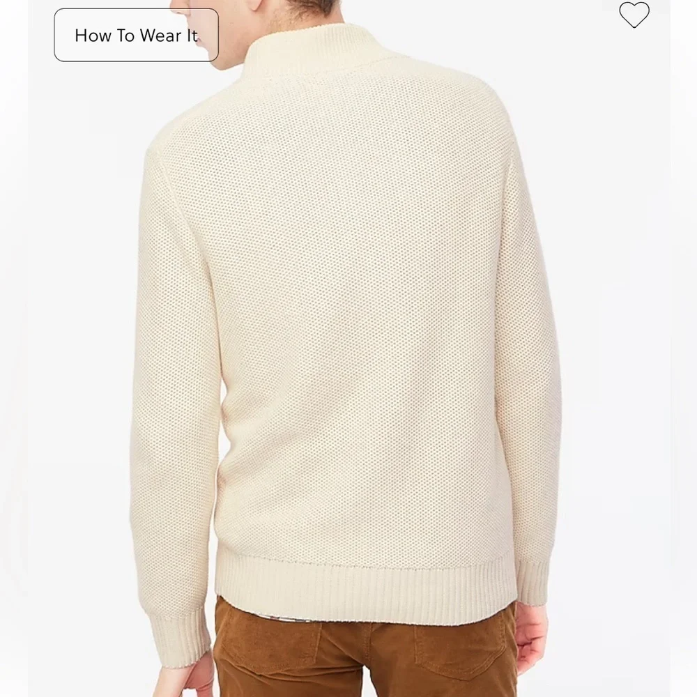J crew Cotton honeycomb knit half-zip